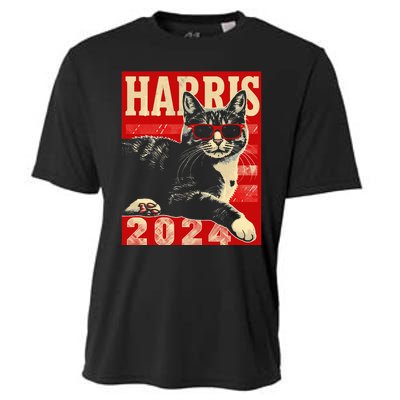 Cool Cat Kamala Vote For Democracy Harris 2024 Cooling Performance Crew T-Shirt