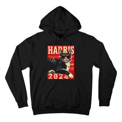 Cool Cat Kamala Vote For Democracy Harris 2024 Hoodie