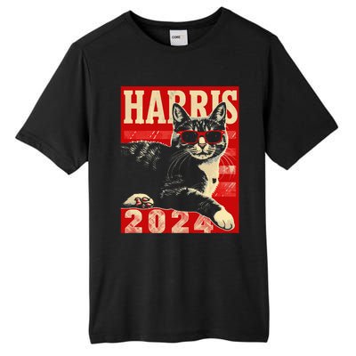 Cool Cat Kamala Vote For Democracy Harris 2024 Tall Fusion ChromaSoft Performance T-Shirt