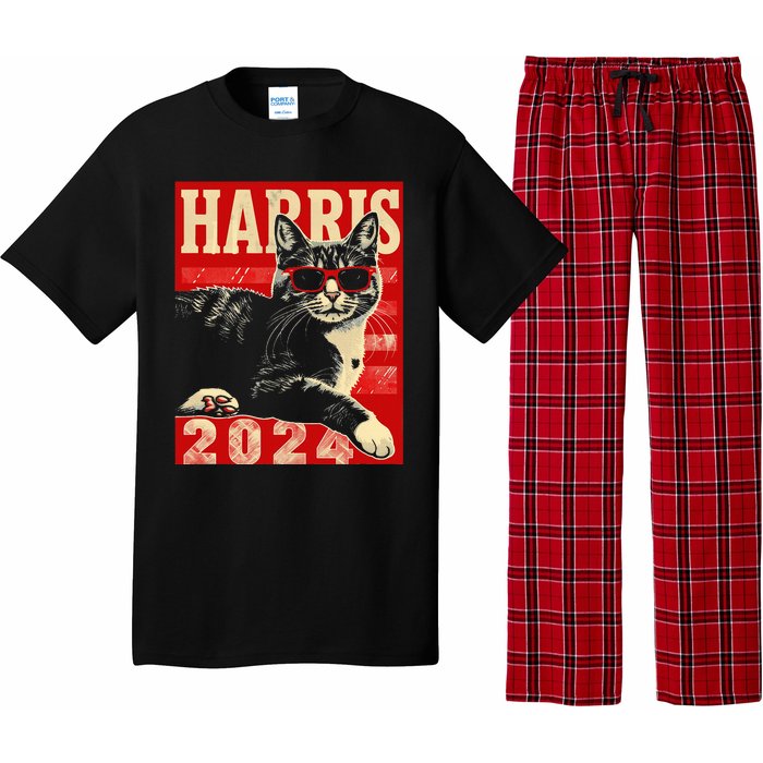 Cool Cat Kamala Vote For Democracy Harris 2024 Pajama Set