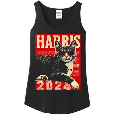 Cool Cat Kamala Vote For Democracy Harris 2024 Ladies Essential Tank