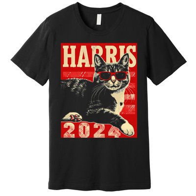 Cool Cat Kamala Vote For Democracy Harris 2024 Premium T-Shirt