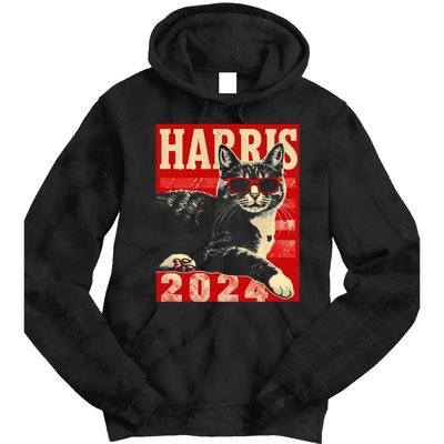 Cool Cat Kamala Vote For Democracy Harris 2024 Tie Dye Hoodie