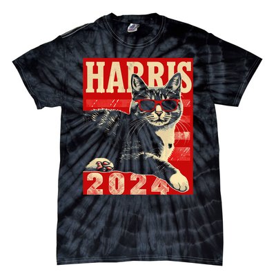 Cool Cat Kamala Vote For Democracy Harris 2024 Tie-Dye T-Shirt