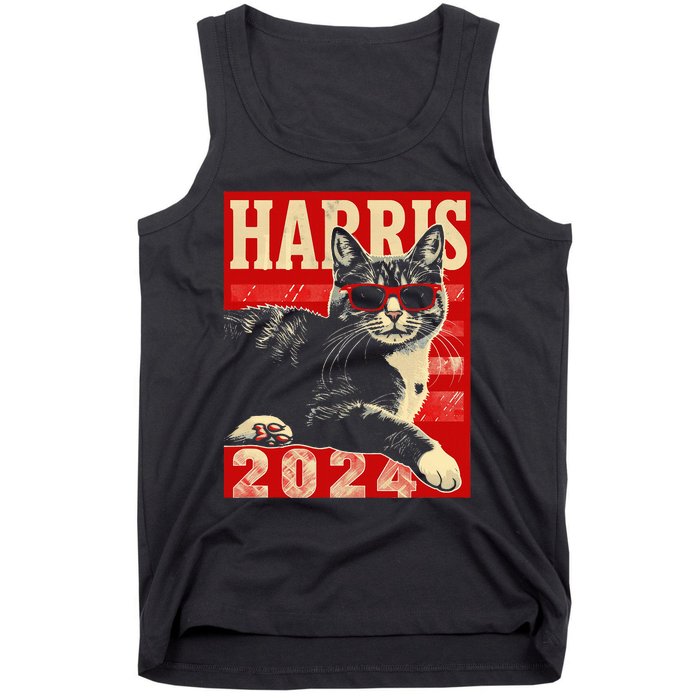 Cool Cat Kamala Vote For Democracy Harris 2024 Tank Top