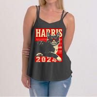 Cool Cat Kamala Vote For Democracy Harris 2024 Women's Strappy Tank