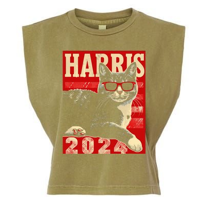 Cool Cat Kamala Vote For Democracy Harris 2024 Garment-Dyed Women's Muscle Tee