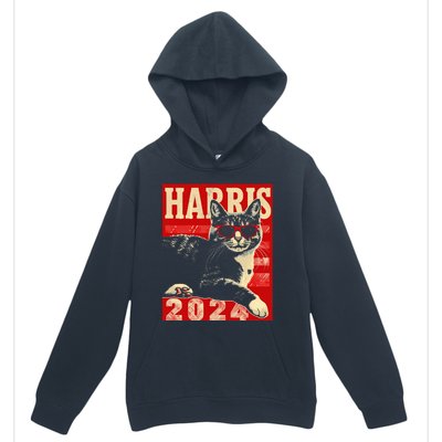 Cool Cat Kamala Vote For Democracy Harris 2024 Urban Pullover Hoodie