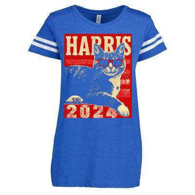 Cool Cat Kamala Vote For Democracy Harris 2024 Enza Ladies Jersey Football T-Shirt