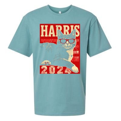 Cool Cat Kamala Vote For Democracy Harris 2024 Sueded Cloud Jersey T-Shirt