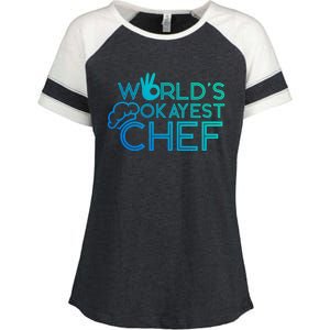 Cooking Cook Kitchen Chef Worlds Okayest Chef Gift Enza Ladies Jersey Colorblock Tee