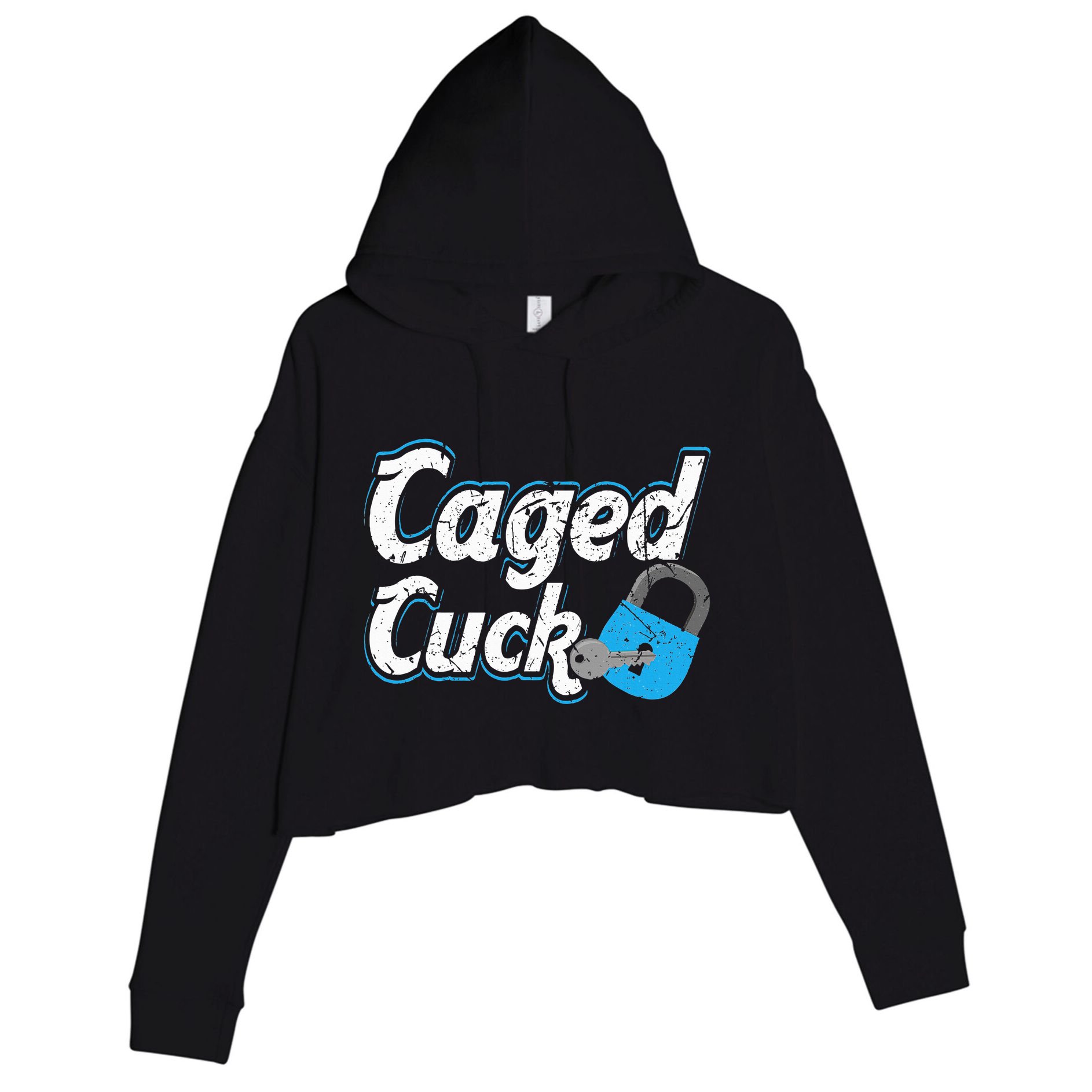 Caged Cuck Kinky Submissive Cuckold Boy Fetish Chastity Crop Fleece Hoodie