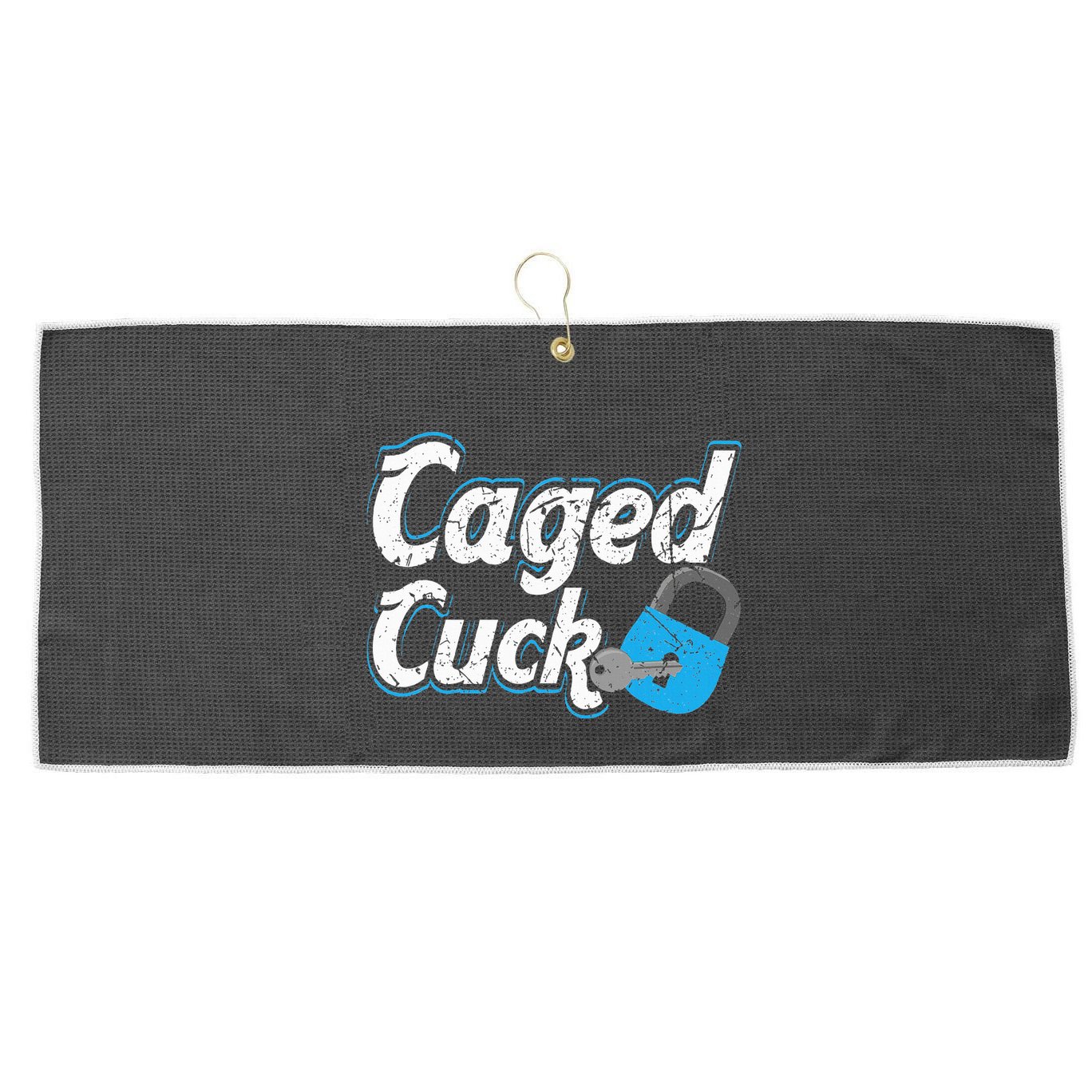 Caged Cuck Kinky Submissive Cuckold Boy Fetish Chastity Large Microfiber Waffle Golf Towel