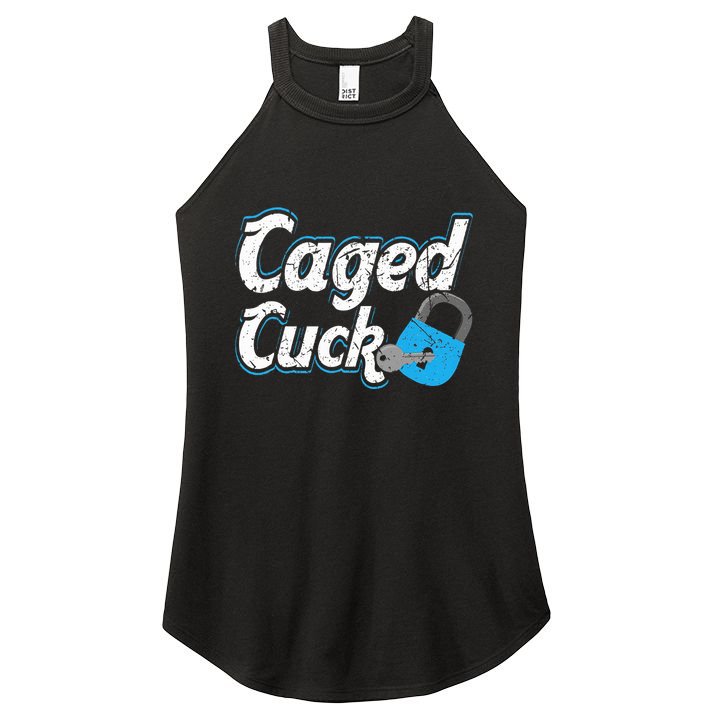 Caged Cuck Kinky Submissive Cuckold Boy Fetish Chastity Women's Perfect Tri Rocker Tank