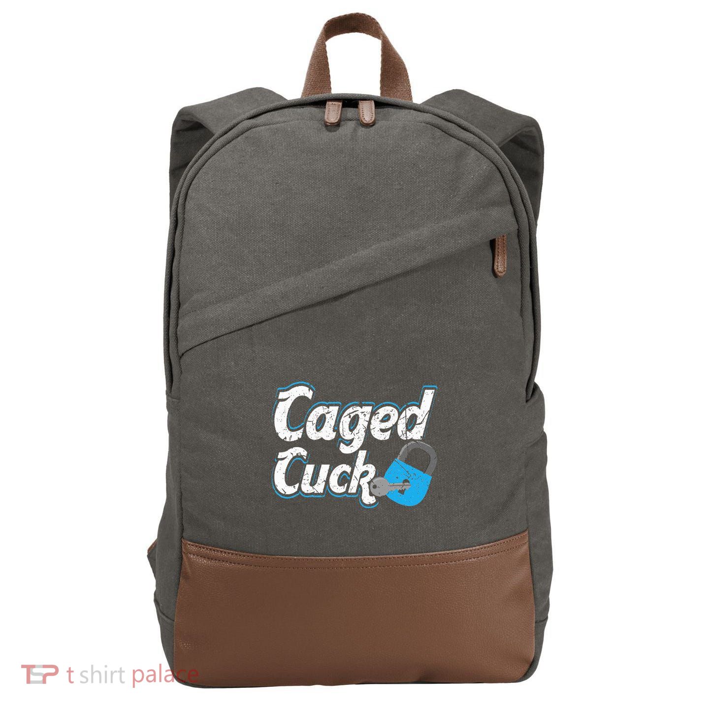 Caged Cuck Kinky Submissive Cuckold Boy Fetish Chastity Cotton Canvas Backpack