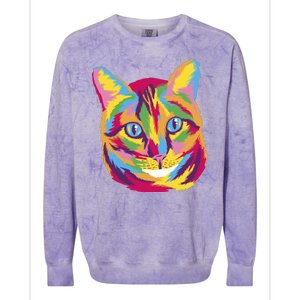 Colorful Cute Kitten Face Colorblast Crewneck Sweatshirt