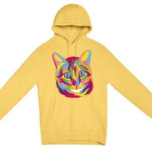 Colorful Cute Kitten Face Premium Pullover Hoodie