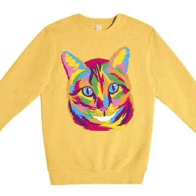 Colorful Cute Kitten Face Premium Crewneck Sweatshirt