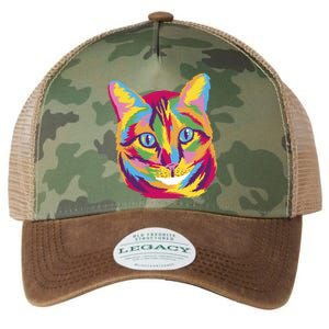 Colorful Cute Kitten Face Legacy Tie Dye Trucker Hat