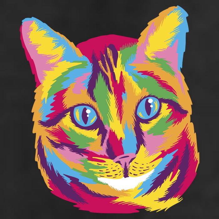 Colorful Cute Kitten Face Garment-Dyed Heavyweight T-Shirt