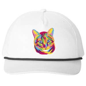 Colorful Cute Kitten Face Snapback Five-Panel Rope Hat