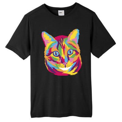 Colorful Cute Kitten Face Tall Fusion ChromaSoft Performance T-Shirt