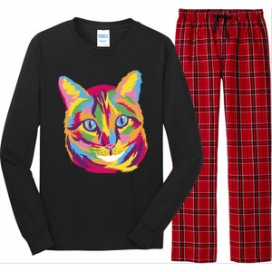 Colorful Cute Kitten Face Long Sleeve Pajama Set