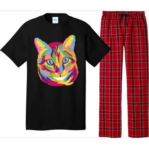 Colorful Cute Kitten Face Pajama Set