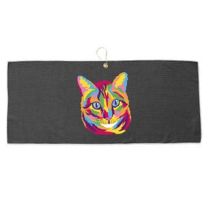 Colorful Cute Kitten Face Large Microfiber Waffle Golf Towel