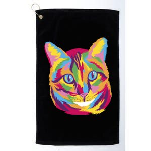 Colorful Cute Kitten Face Platinum Collection Golf Towel