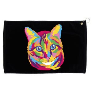 Colorful Cute Kitten Face Grommeted Golf Towel