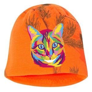 Colorful Cute Kitten Face Kati - Camo Knit Beanie