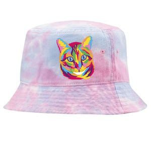 Colorful Cute Kitten Face Tie-Dyed Bucket Hat