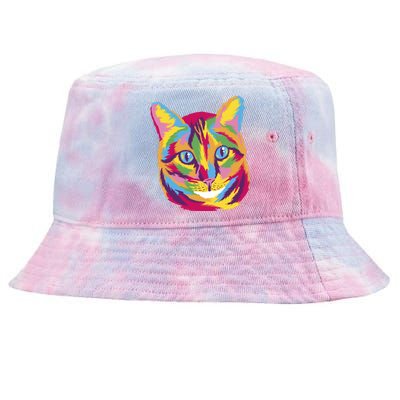 Colorful Cute Kitten Face Tie-Dyed Bucket Hat