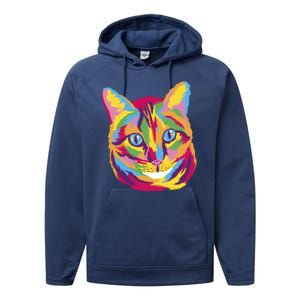 Colorful Cute Kitten Face Performance Fleece Hoodie