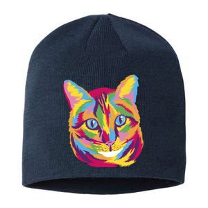 Colorful Cute Kitten Face Sustainable Beanie