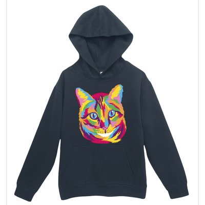 Colorful Cute Kitten Face Urban Pullover Hoodie