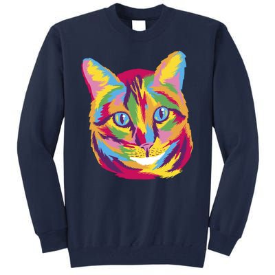 Colorful Cute Kitten Face Tall Sweatshirt