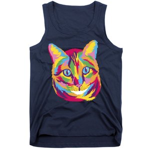 Colorful Cute Kitten Face Tank Top