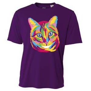 Colorful Cute Kitten Face Cooling Performance Crew T-Shirt