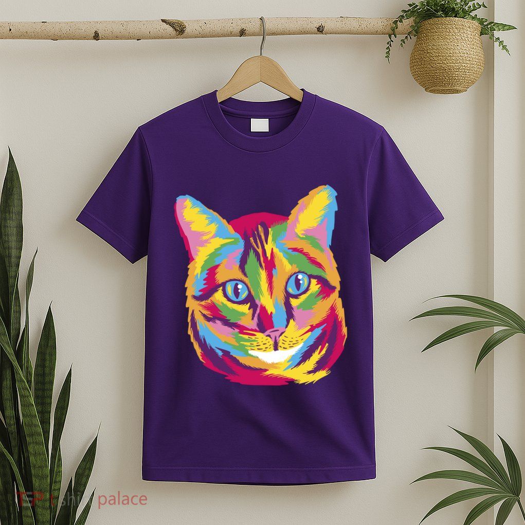 Colorful Cute Kitten Face T-Shirt