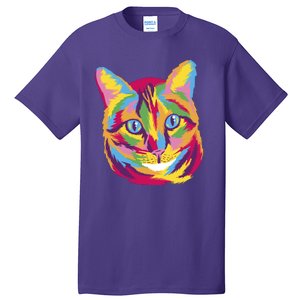 Colorful Cute Kitten Face Tall T-Shirt