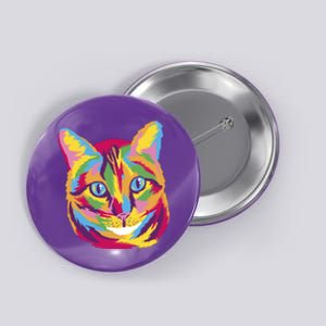 Colorful Cute Kitten Face Button