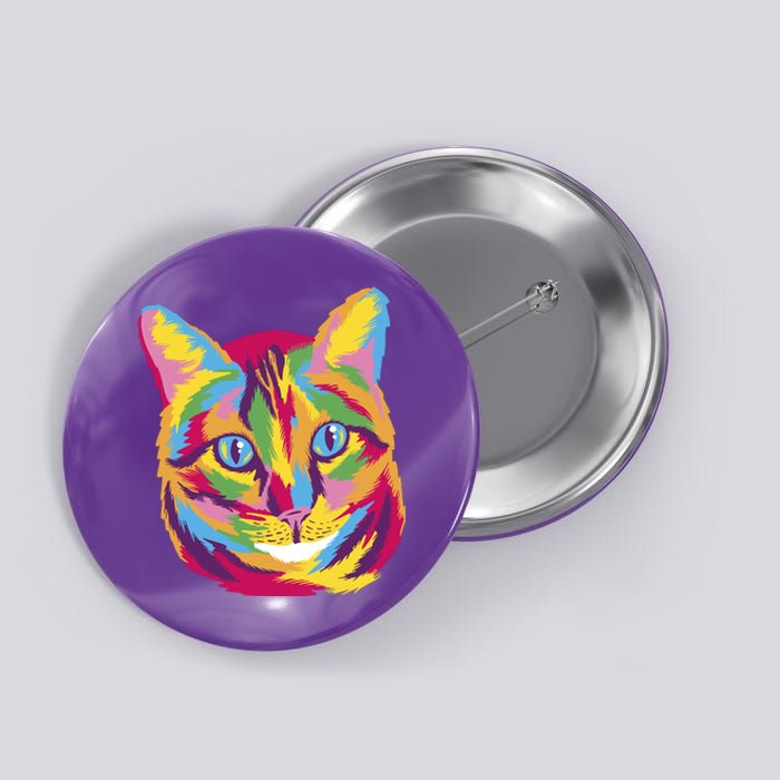 Colorful Cute Kitten Face Button