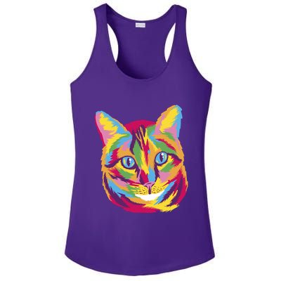 Colorful Cute Kitten Face Ladies PosiCharge Competitor Racerback Tank