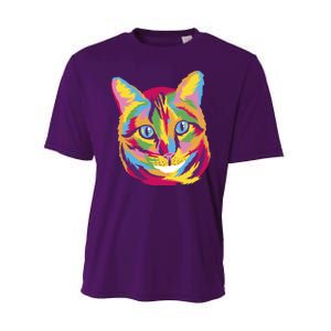 Colorful Cute Kitten Face Performance Sprint T-Shirt