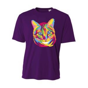 Colorful Cute Kitten Face Youth Performance Sprint T-Shirt