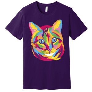 Colorful Cute Kitten Face Premium T-Shirt