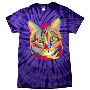 Colorful Cute Kitten Face Tie-Dye T-Shirt