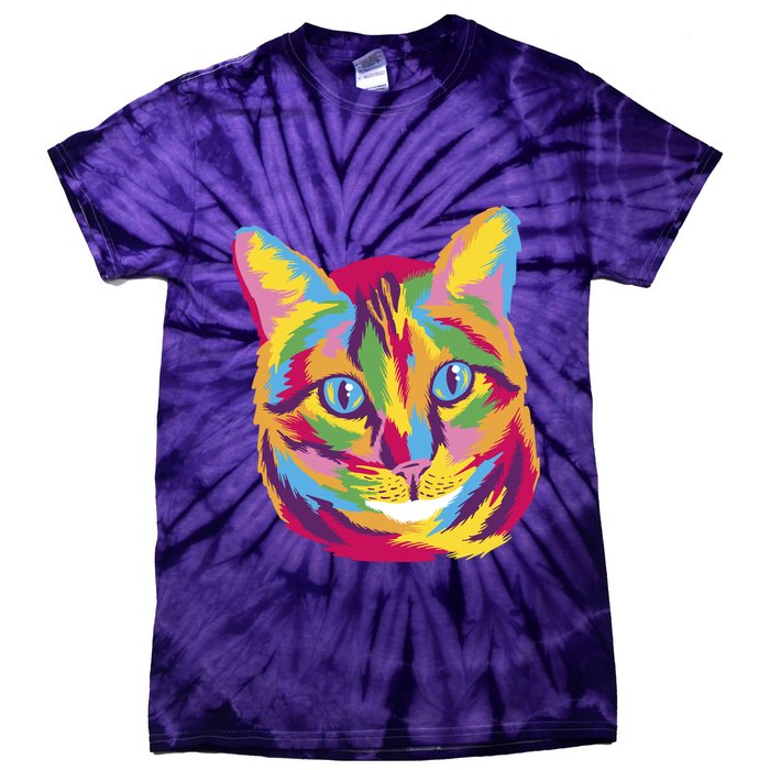 Colorful Cute Kitten Face Tie-Dye T-Shirt
